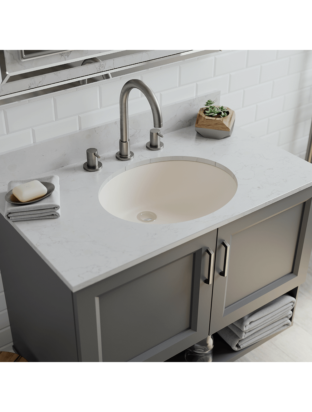 Lexicon Platinum V210 Quartz Composite Oval Vanity Sink Model# V210