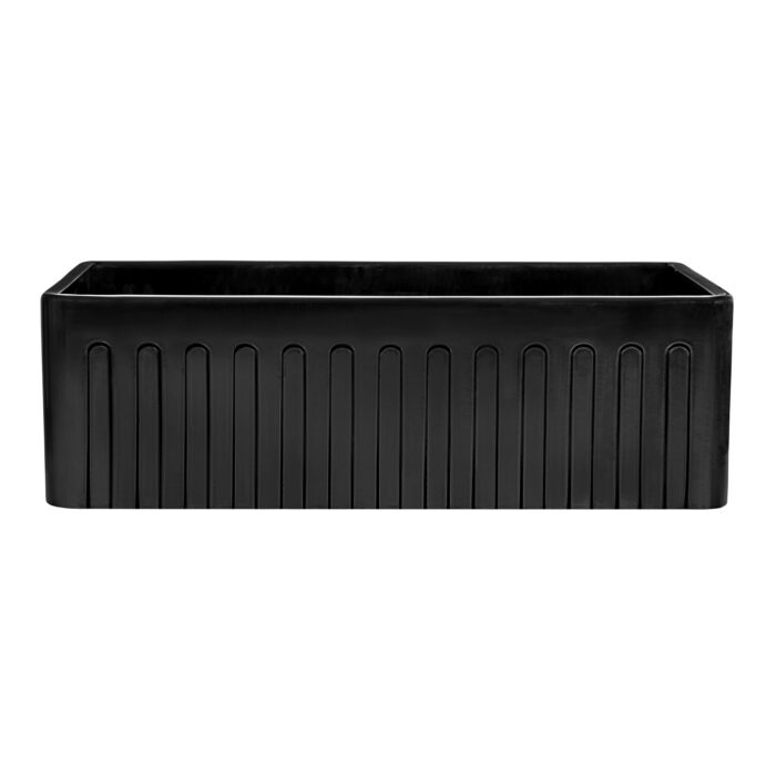 Fiamma Ruvati 33" x 20" Fireclay Reversible Farmhouse Apron-Front Kitchen Sink Single Bowl – Glossy Black – Model# RVL2300BK