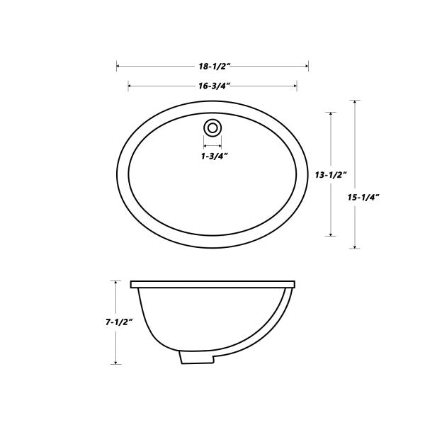Oakland 16″ x 13″ White Oval Undermount Ceramic Bathroom Sink with Overflow Drain – Model# LVU1613W