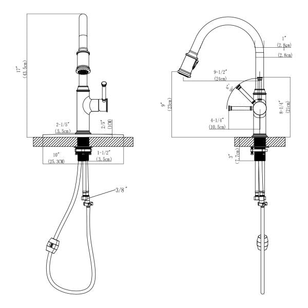 Single Handle Pull-Down 1 Hole Kitchen Faucet in Oil Rubbed Bronze Model# KSK1124RB