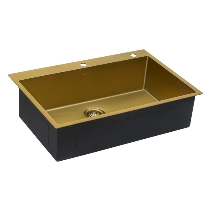 Terraza  Ruvati 33" x 22" Satin Brass Matte Gold Stainless Steel Drop-in Top mount Kitchen Sink Single Bowl – Model# RVH5005GG