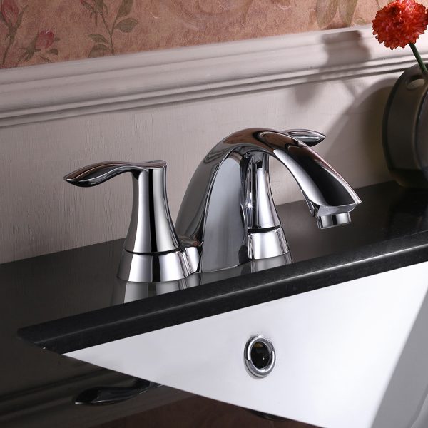 4″ Center Set Two Handles Bathroom Sink Faucet with Pop Up Drain in Chrome Model# KSB4232C