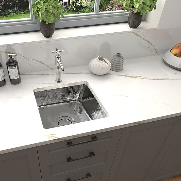 Nantucket Sinks - 16-1/2" Square Stainless Steel Hammered Bar/Prep Sink Model# SQRS-7