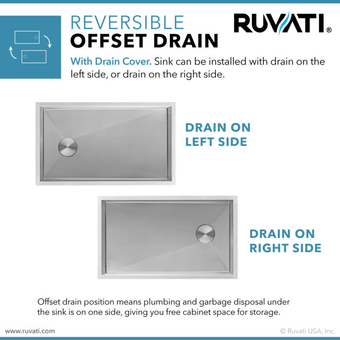 Tribeca Ruvati 27-inch Slope Bottom Offset Drain Undermount Kitchen Sink Single Bowl Stainless Steel – Model # RVH7470