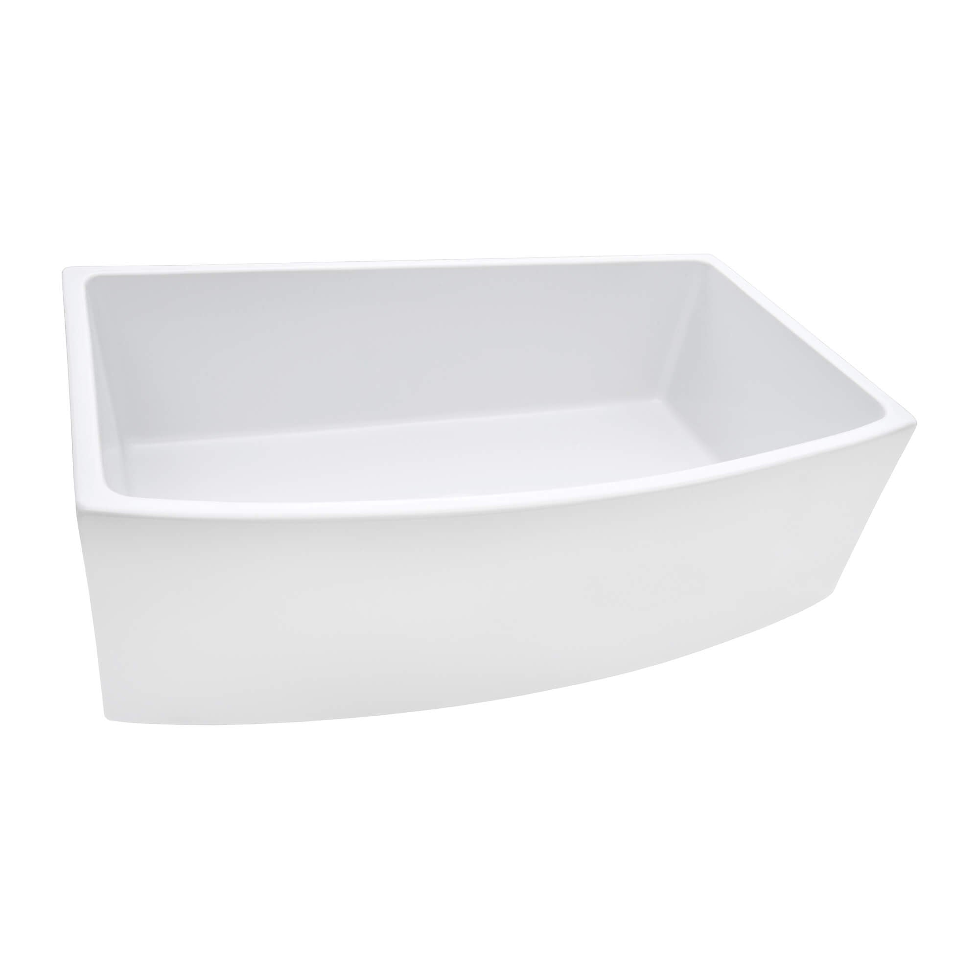 Fiamma Model: RVL2398WH Ruvati 33 inch Fireclay White Farmhouse Kitchen Sink Bow Front Curved Apron Single Bowl – RVL2398WH