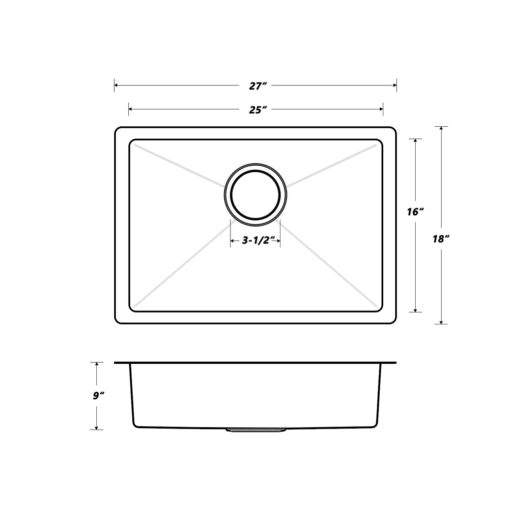 Oakland 27″ Undermount Granite Composite Single Bowl Kitchen Sink In White Model# KGU27189WT