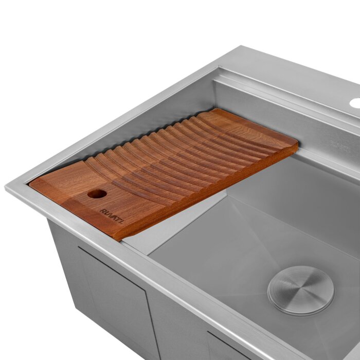 Alto Ruvati 25" x 22" x 12" Deep Laundry Workstation Sink with Washboard Top Mount Stainless Steel – Model# RVU6553
