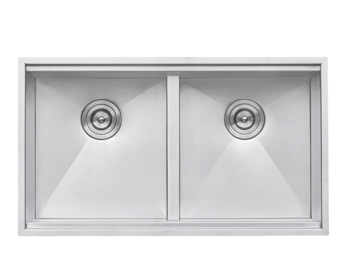 Roma Ruvati 30-inch Workstation Ledge 50/50 Double Bowl Undermount 16 Gauge Stainless Steel Kitchen Sink – Model # RVH8345