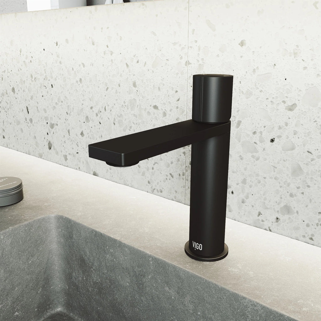VIGO - Elan Single Hole Bathroom Faucet In Matte Black Model# VG01045MB