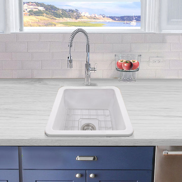 Nantucket Sinks - 18" Undermount Or Top Mount Fireclay Kitchen/Bar/Prep Sink Model# Wellfleet-1818W