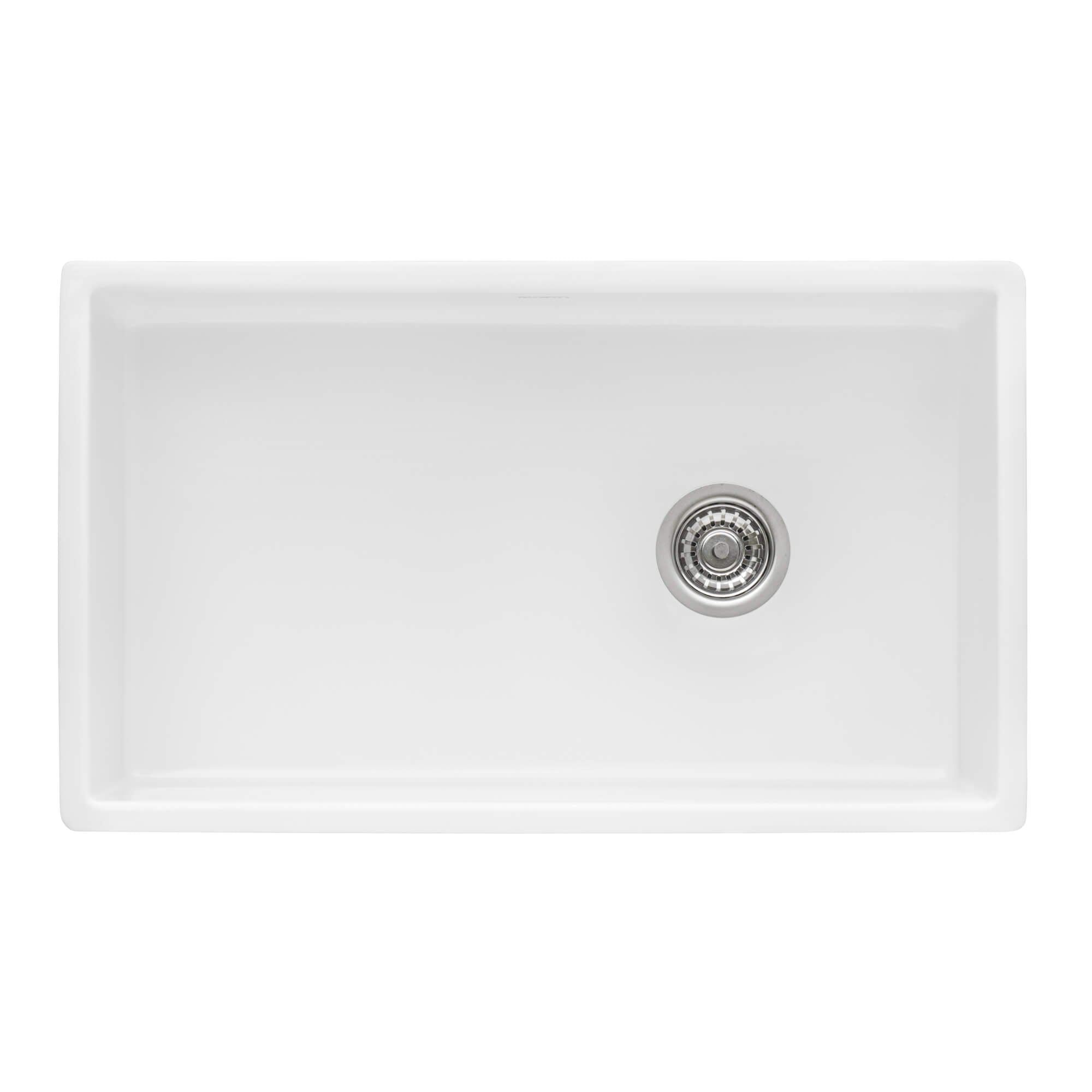 Fiamma Model: RVL2018WR Ruvati 30-inch Fireclay Farmhouse Offset Drain Kitchen Sink Single Bowl White – Right Drain – RVL2018WR
