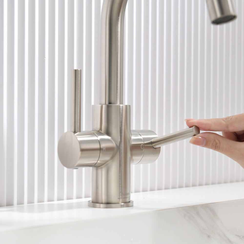 Oakland Two Handles Bathroom Sink Faucet with Pop Up Drain in Brushed Nickel Model#KSB1217BN