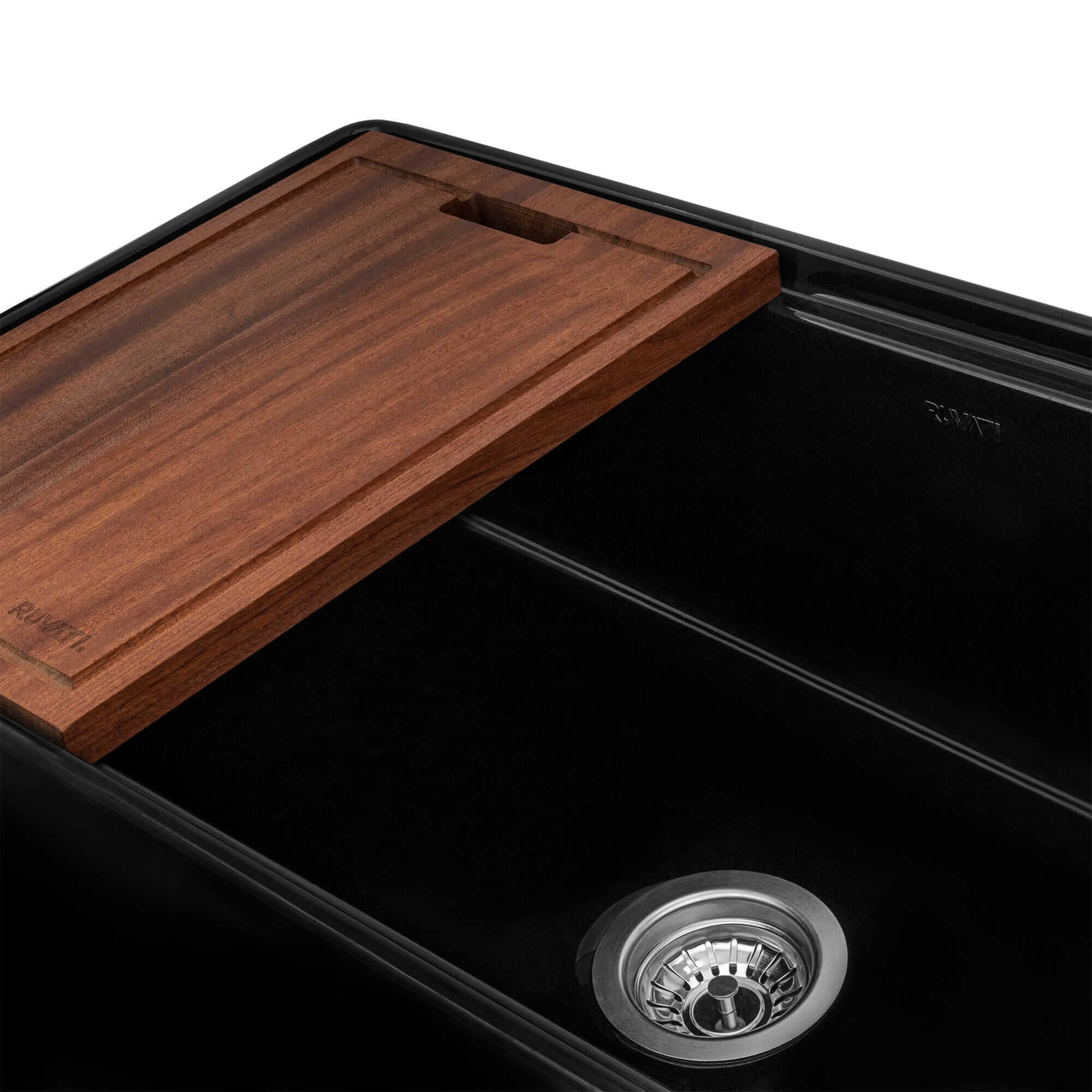 Fiore Model: RVL2387BK Ruvati 33 inch Fireclay Workstation Black Farmhouse Kitchen Sink Apron Front Single Bowl – RVL2387BK