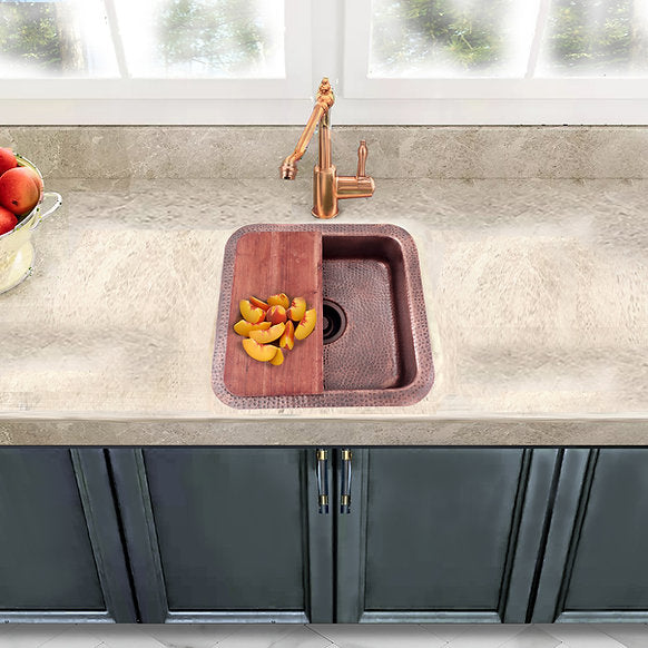 Nantucket Sinks - Hand Hammered Copper Square Dual Mount Bar/Prep Sink Model# SQRC-7PS
