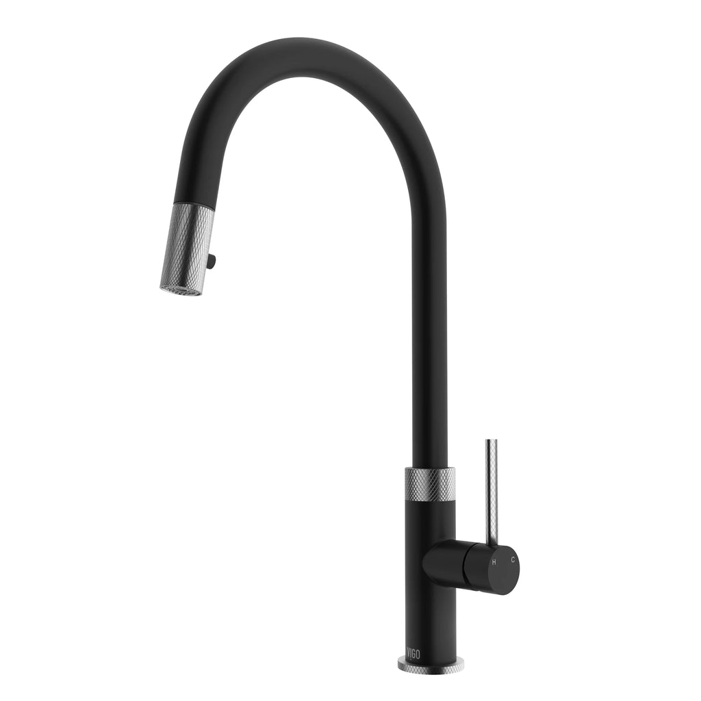 VIGO - Bristol Pull-Down Single Lever Kitchen Faucet In Stainless Steel/Matte Black Model# VG02033STMB