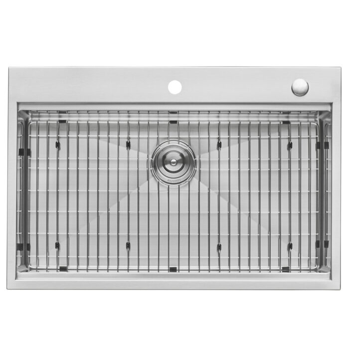 Siena Ruvati 33" x 22" Workstation Ledge Drop-in 16 Gauge Rounded Corners Stainless Steel Kitchen Sink Single Bowl – Model # RVH8003