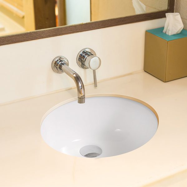 Oakland 13″ x 11″ White Oval Undermount Ceramic Bathroom Sink with Overflow Drain – Model# LVU1311W