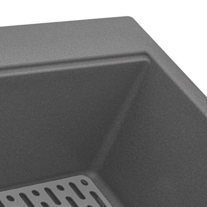 epiGranite Model: RVG1080UG Ruvati 33 x 22 inch epiGranite Drop-in Topmount Granite Composite Quartz Single Bowl Kitchen Sink – Urban Gray – RVG1080UG