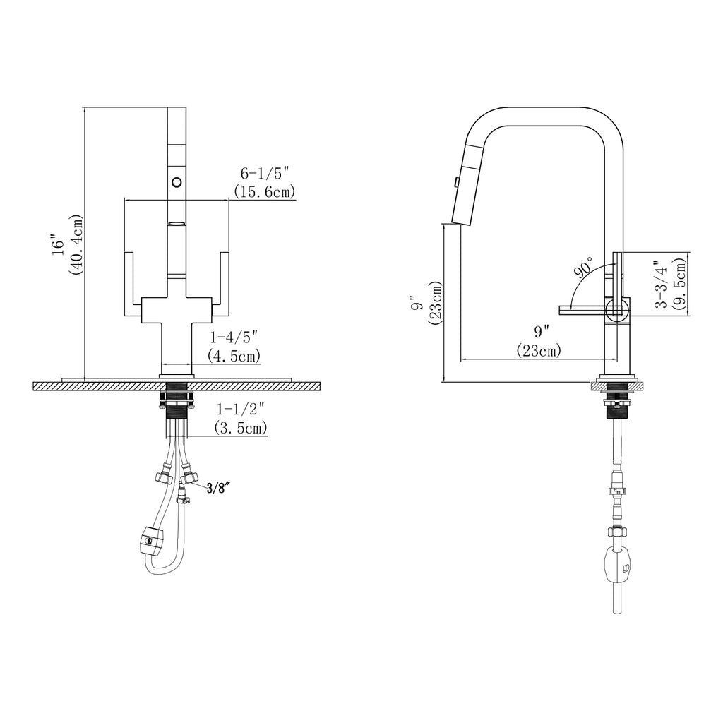 Two Handles 1 Hole High-Arc Kitchen Faucet in Chrome Model# KSK1219C