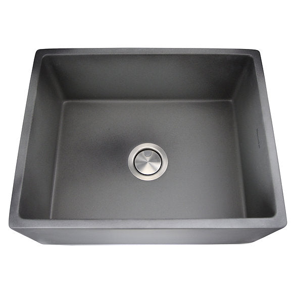 Nantucket Sinks - 23" Farmhouse Fireclay Sink With A Glazed Finish In Concrete Model# FCFS2418S-Concrete