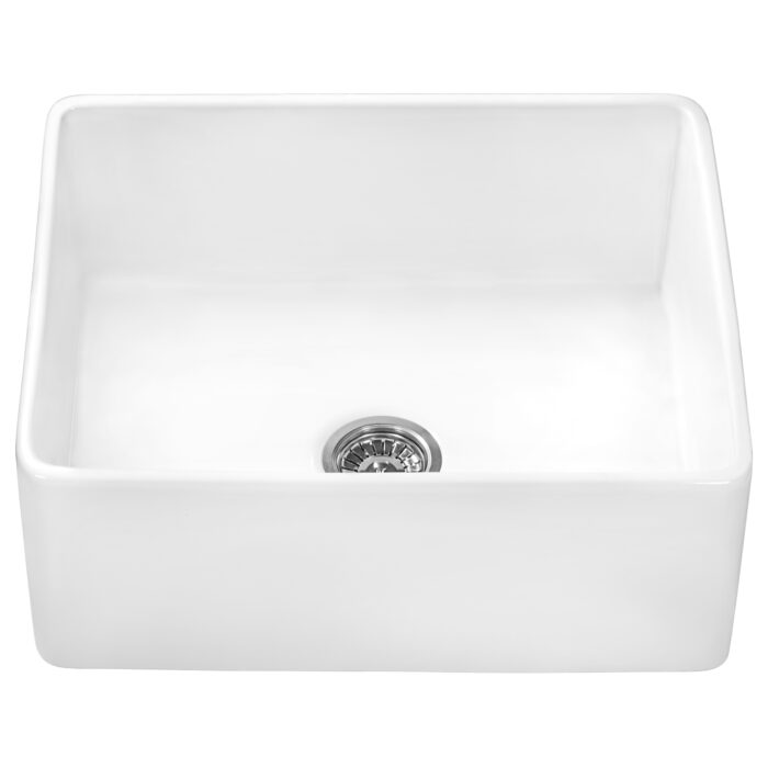 Fiamma Model: RVL2468WH Ruvati 23-inch Fireclay Farmhouse Kitchen Laundry Utility Sink Single Bowl – White – RVL2468WH