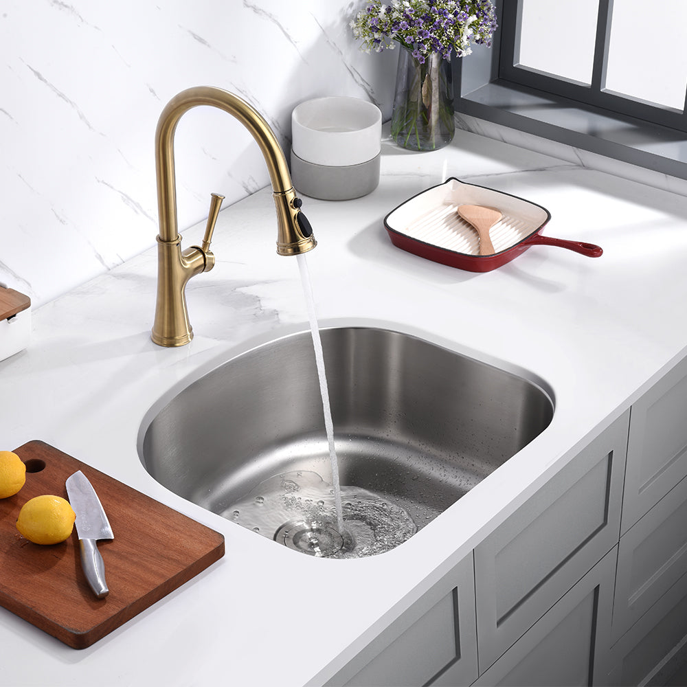 Oakland 23" D Shape Undermount Stainless Steel Single Bowl Kitchen Sink Model# KSU23219B