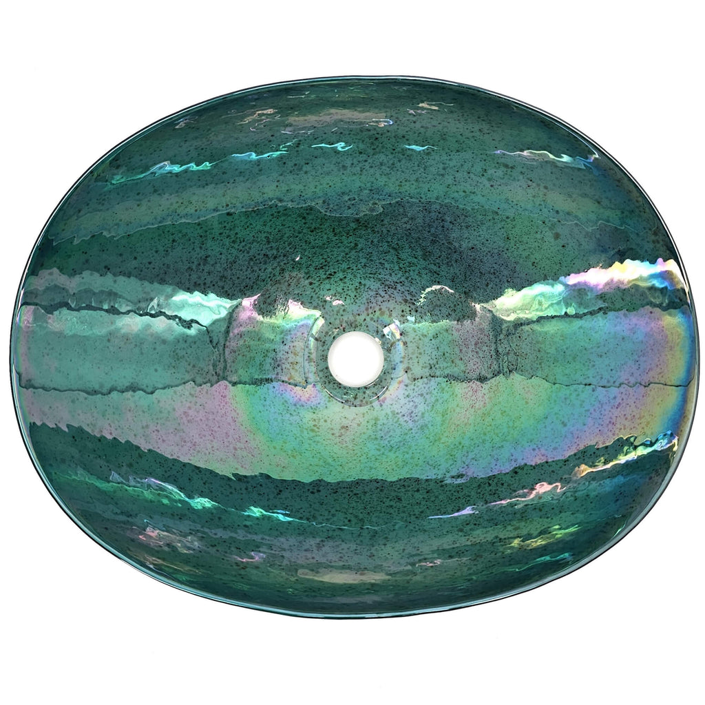 Murano Model: RVB3056 Ruvati 19 inch Murano Glass Art Vessel Seashell Decorative Pattern Bathroom Sink – Seafoam Green – RVB3056 Color