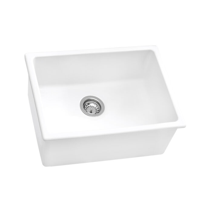 Fiamma Model: RVL2420WH Ruvati 24-inch Fireclay Undermount / Drop-in Topmount Kitchen Sink Single Bowl – White – RVL2420WH