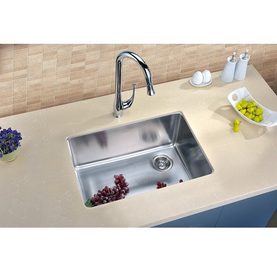 Dawn 27" Undermount Single Bowl Small Radius Stainless Steel Kitchen Sink In 16 Gauge With Corner Drain Model# DSU2517
