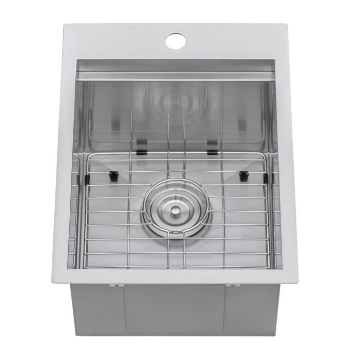 Merino Ruvati 15" x 20" Marine Grade T-316 Workstation Top Mount RV Boat Outdoor Sink Stainless Steel – Model# RVQ5210