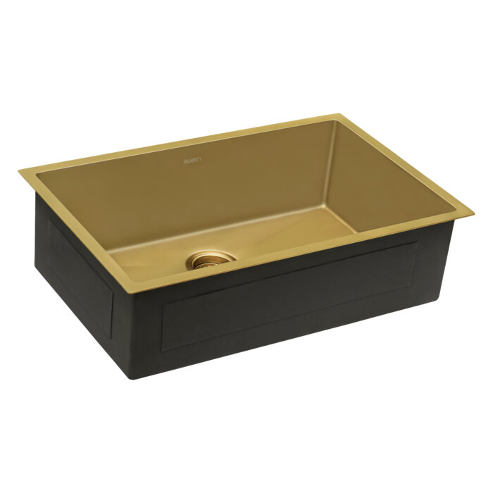 Terraza Ruvati 33" Undermount Satin Matte Gold Stainless Steel Kitchen Sink 16 Gauge Single Bowl – Model# RVH6433GG