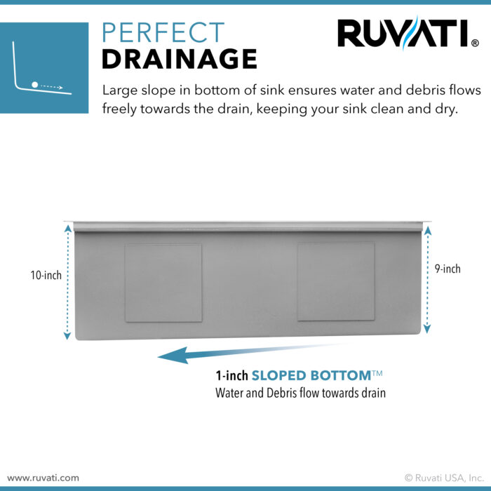 Veniso Ruvati 30-inch Workstation Slope Bottom Offset Drain Undermount 16 Gauge Kitchen Sink – Model # RVH8582