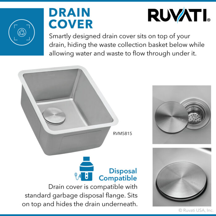 Modena Model: RVM5815 Ruvati 15-inch Undermount Bar Prep Kitchen Sink 16 Gauge Stainless Steel Single Bowl – RVM5815