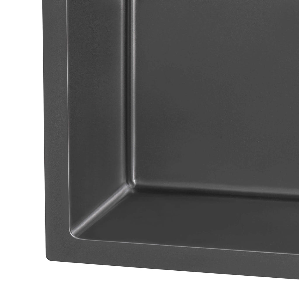 Terraza Ruvati 27" Undermount Gunmetal Black Stainless Steel Kitchen Sink 16 Gauge Single Bowl – Model# RVH6127BL