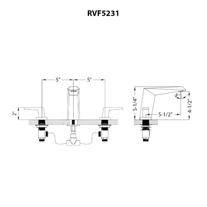 Tropea Model: RVF5231BN Ruvati Tropea Two Handle Widespread Bathroom Faucet Modern Sharp in Brushed Nickel – RVF5231BN