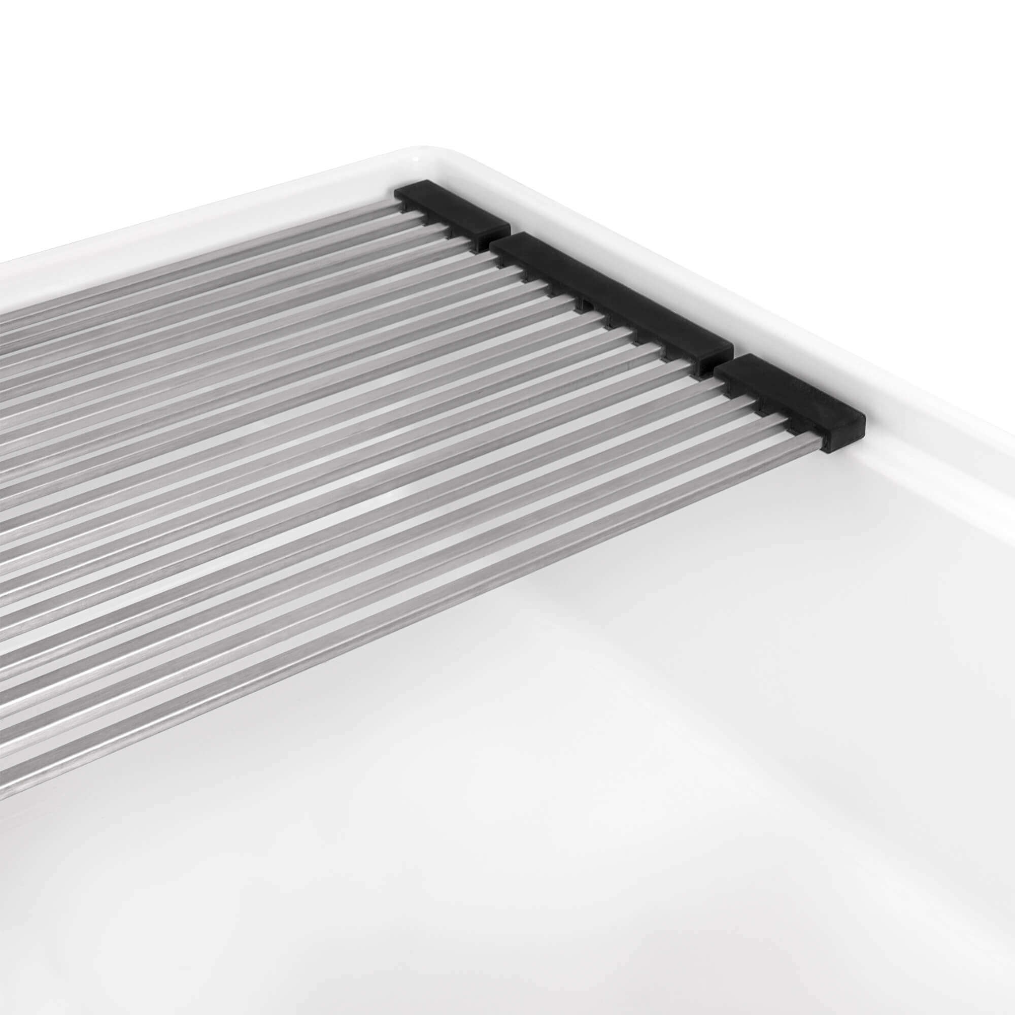 Fiore Model: RVL2387WH Ruvati 33 inch Fireclay Workstation White Farmhouse Kitchen Sink Apron Front Single Bowl – RVL2387WH