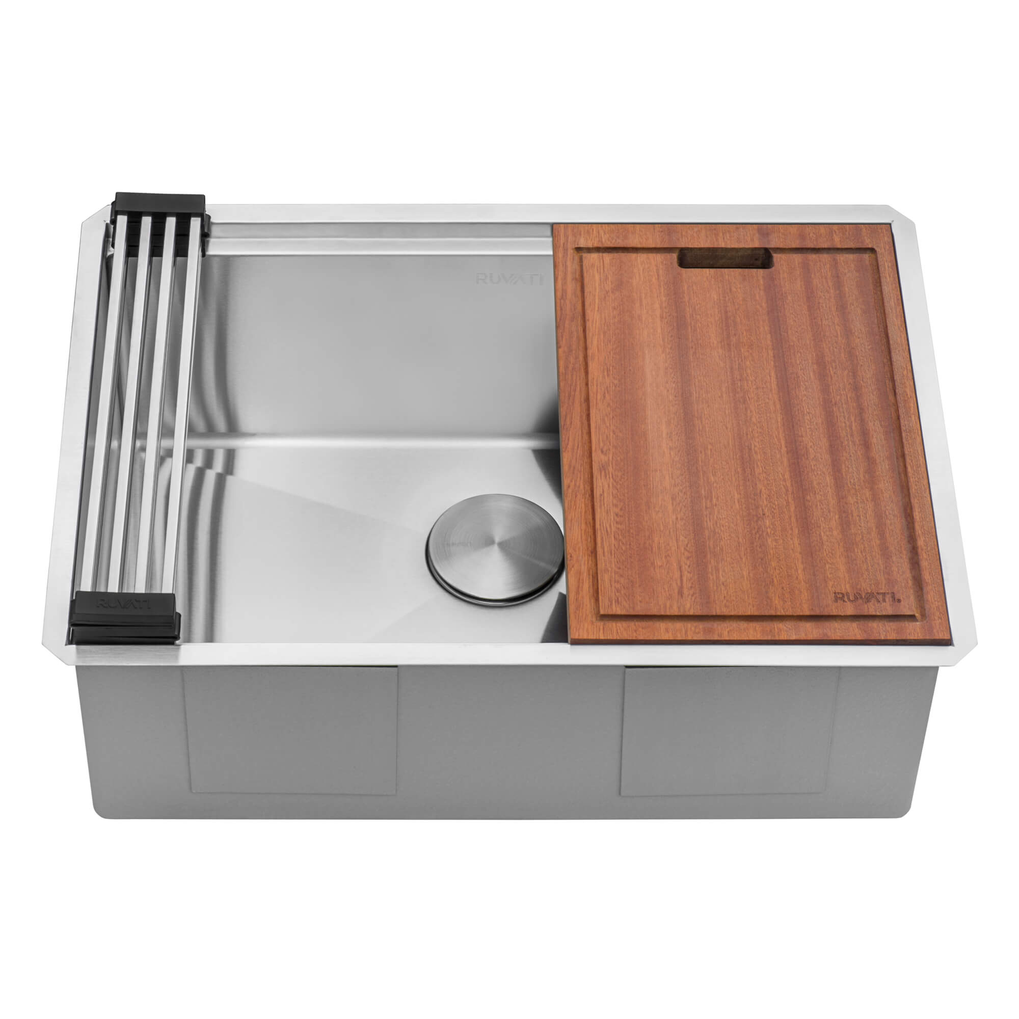 Roma Pro Ruvati 27-inch Workstation Rounded Corners Undermount Ledge Kitchen Sink with Accessories – Model # RVH8327