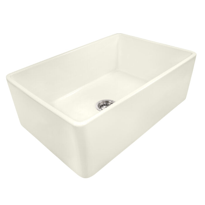 Fiamma Ruvati 33" x 20" Fireclay Reversible Farmhouse Apron-Front Kitchen Sink Single Bowl – Biscuit – Model# RVL2300BS
