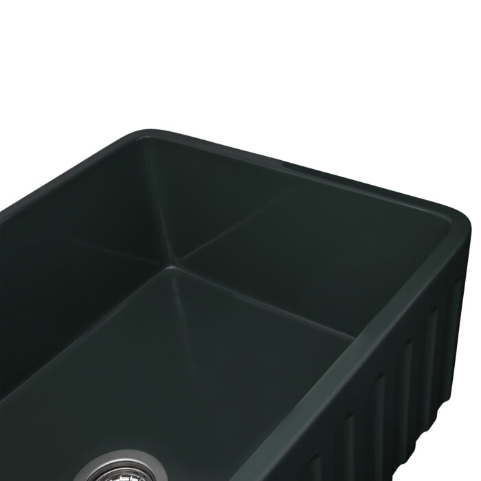 Fiamma Model: RVL2300EG Ruvati 33 x 20 inch Fireclay Reversible Farmhouse Apron-Front Kitchen Sink Single Bowl – Emerald Green – RVL2300EG