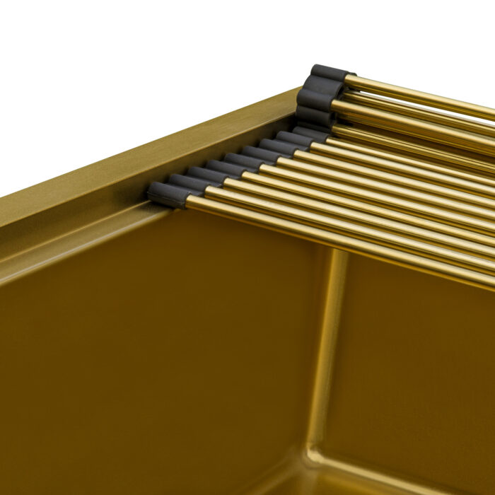 Giana Ruvati 33-inch Matte Gold Workstation Drop-in Topmount Kitchen Sink Single Bowl – Model# RVH5003GG