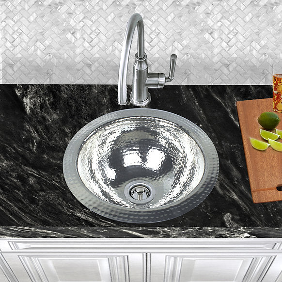 Nantucket Sinks - 13" Hand Hammered Round Stainless Steel Bar/Prep Sink Model# ROS