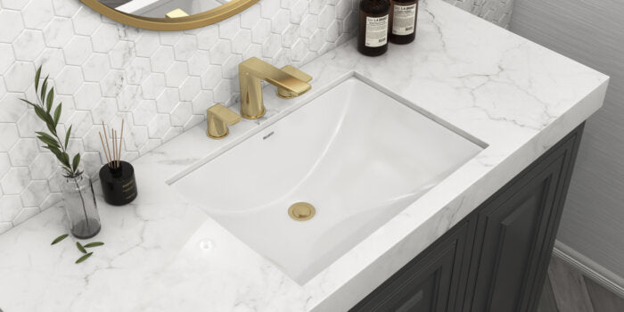 Krona Model: RVB0718 Ruvati 16 x 11-3/4 inch Undermount Bathroom Vanity Sink White Rectangular Porcelain Ceramic with Overflow – RVB0718