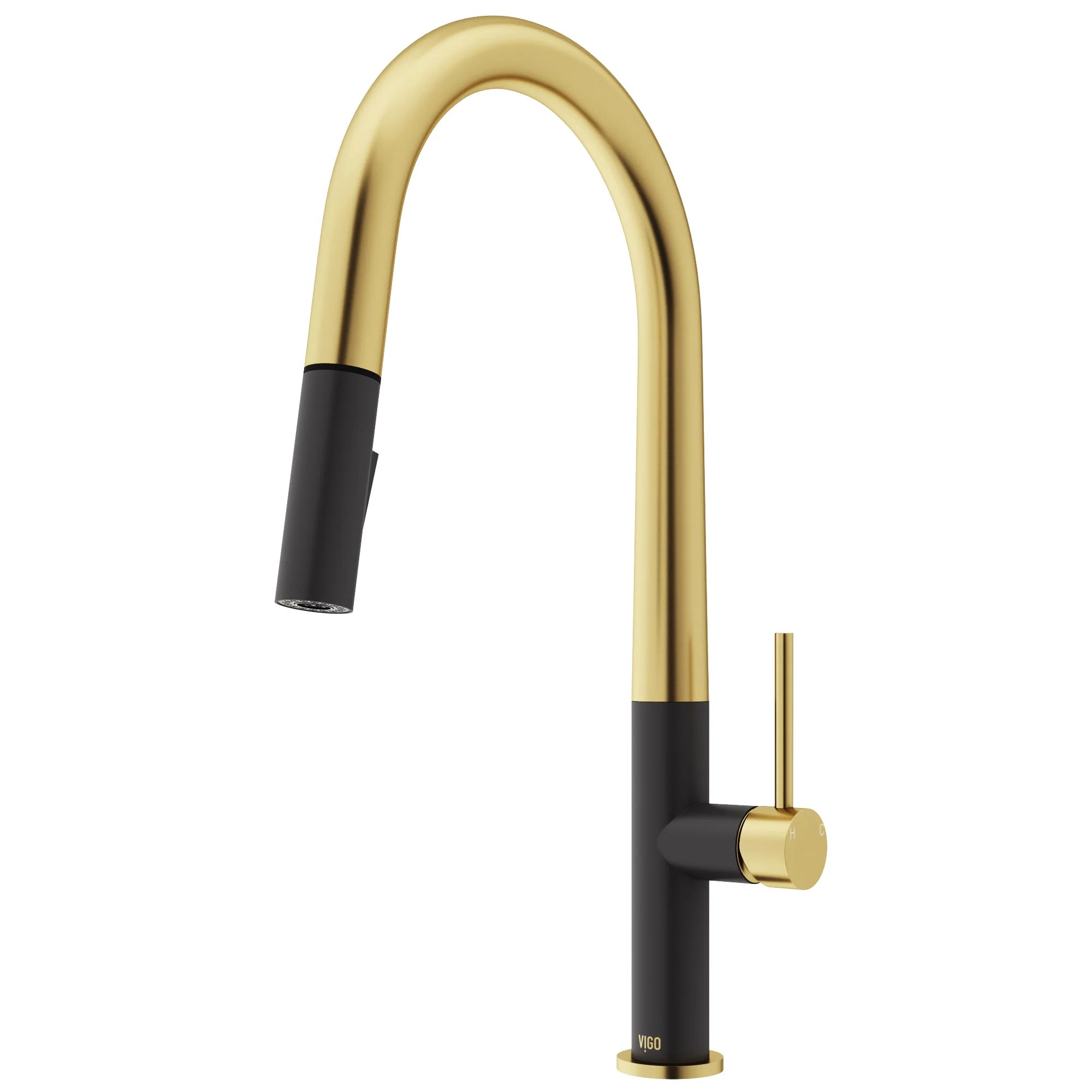 VIGO - Greenwich 18 in. Single Handle Pull-Down Kitchen Faucet In Primary Matte Brushed Gold/Matte Black Finish Model# VG02029SMBMGG