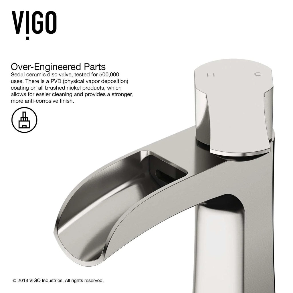 VIGO - Paloma Single Hole Single Handle Open Front Bathroom Faucet In Brushed Nickel Model# VG01041BN