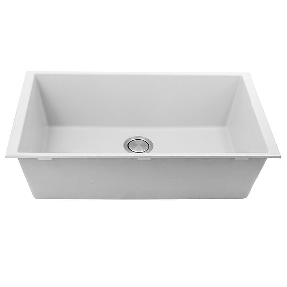 Nantucket Sinks - 33" Undermount Granite Composite Sink In White Color Model# PR3320-W-UM