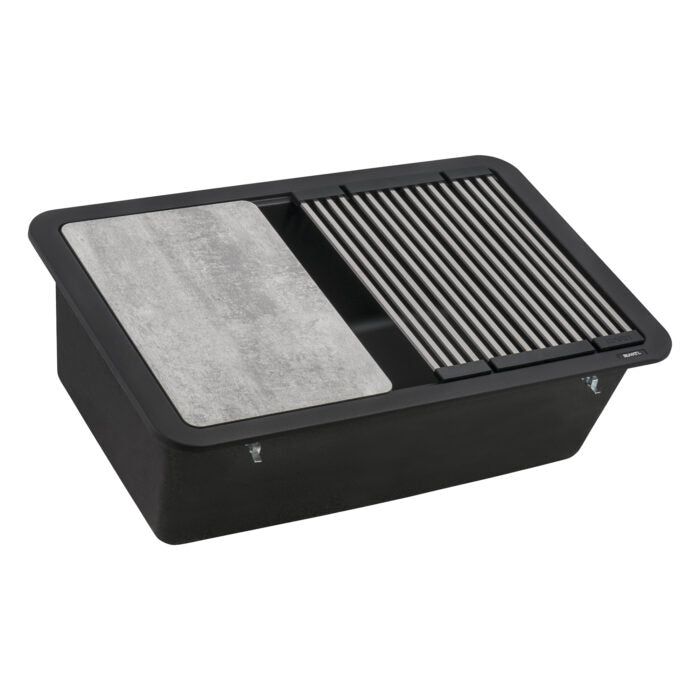 epiStage Model: RVG2310BK Ruvati 30-inch Granite Composite Quartz Workstation Matte Black Undermount Kitchen Sink – RVG2310BK