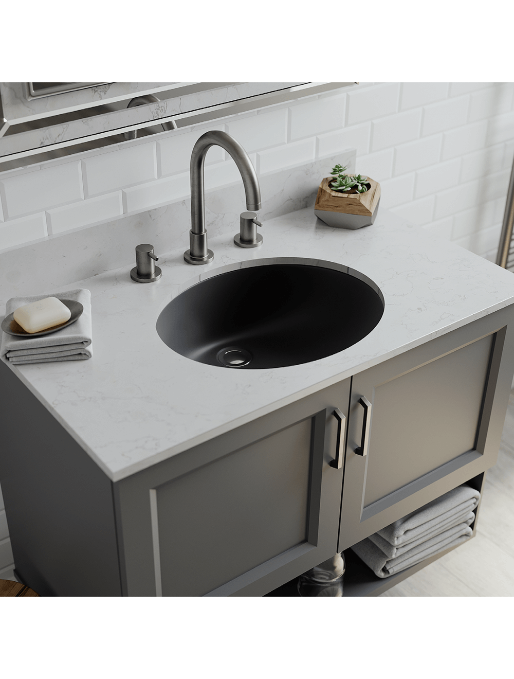 Lexicon Platinum V210 Quartz Composite Oval Vanity Sink Model# V210