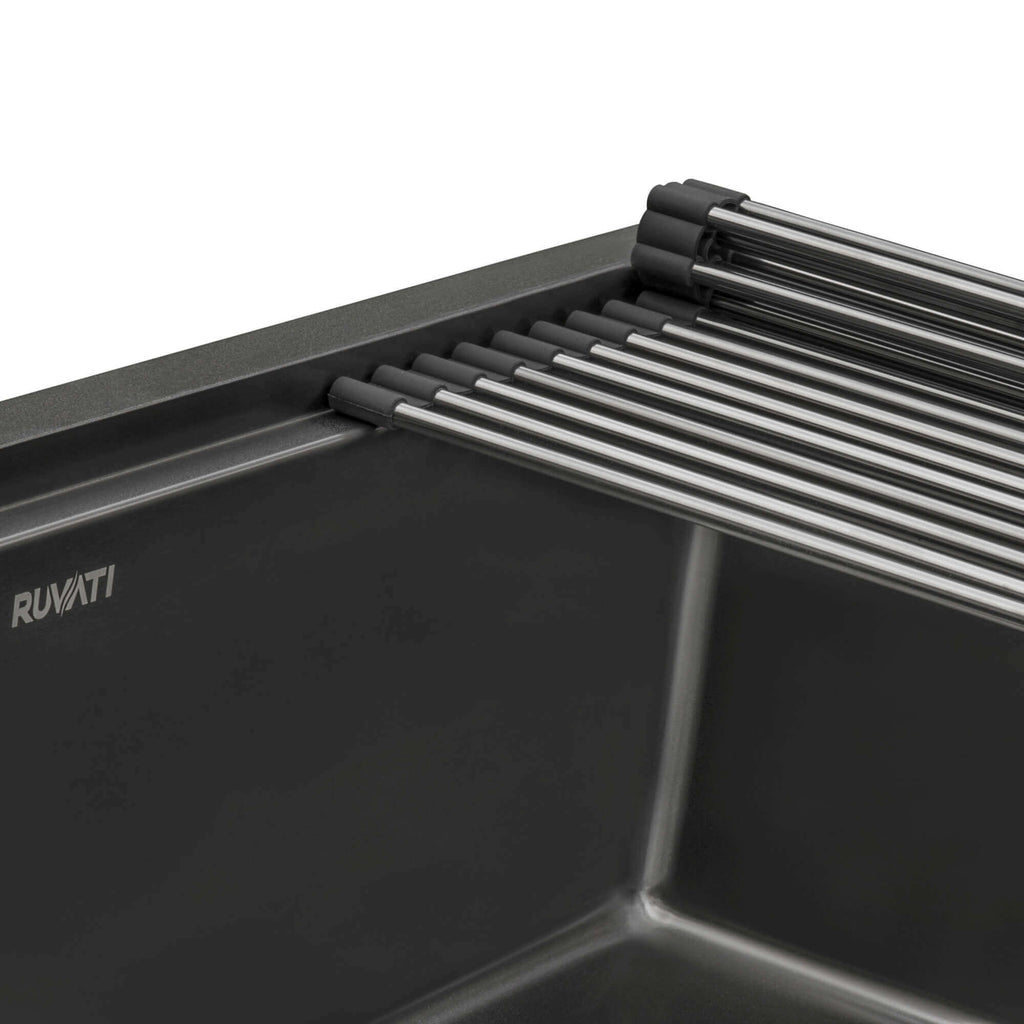 Giana Ruvati 30" Gunmetal Black Stainless Steel Workstation Undermount Kitchen Sink Single Bowl – Model# RVH6530BL