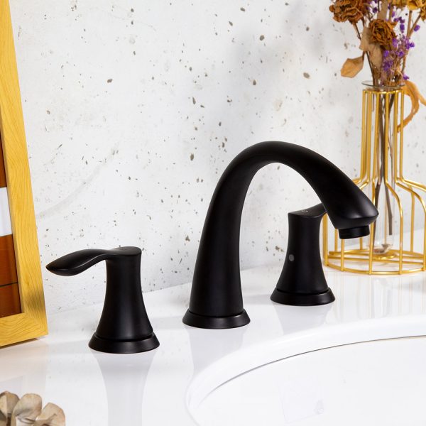 Oakland Wide Spread Bathroom Sink Faucet with Pop Up Drain in Matte Black Model# KSB8232MB