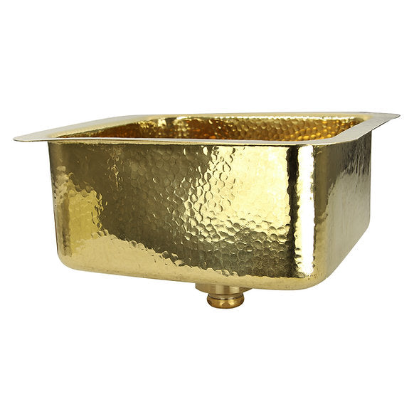 Nantucket Sink Hammered Brass Square Undermount Bar Sink Model# SQRB-7